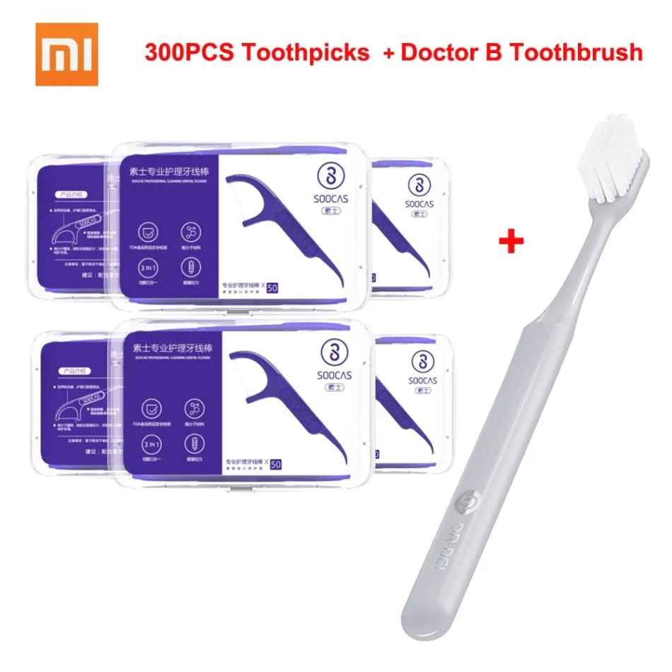 add Toothbrush Xiaomi SOOCAS 300 шт. зубная нить для размещения между прутьями зубочистки провода гигиены полости рта для ухода за межзубным пространством 50 шт./кор. 6 коробка - Цвет: add Toothbrush