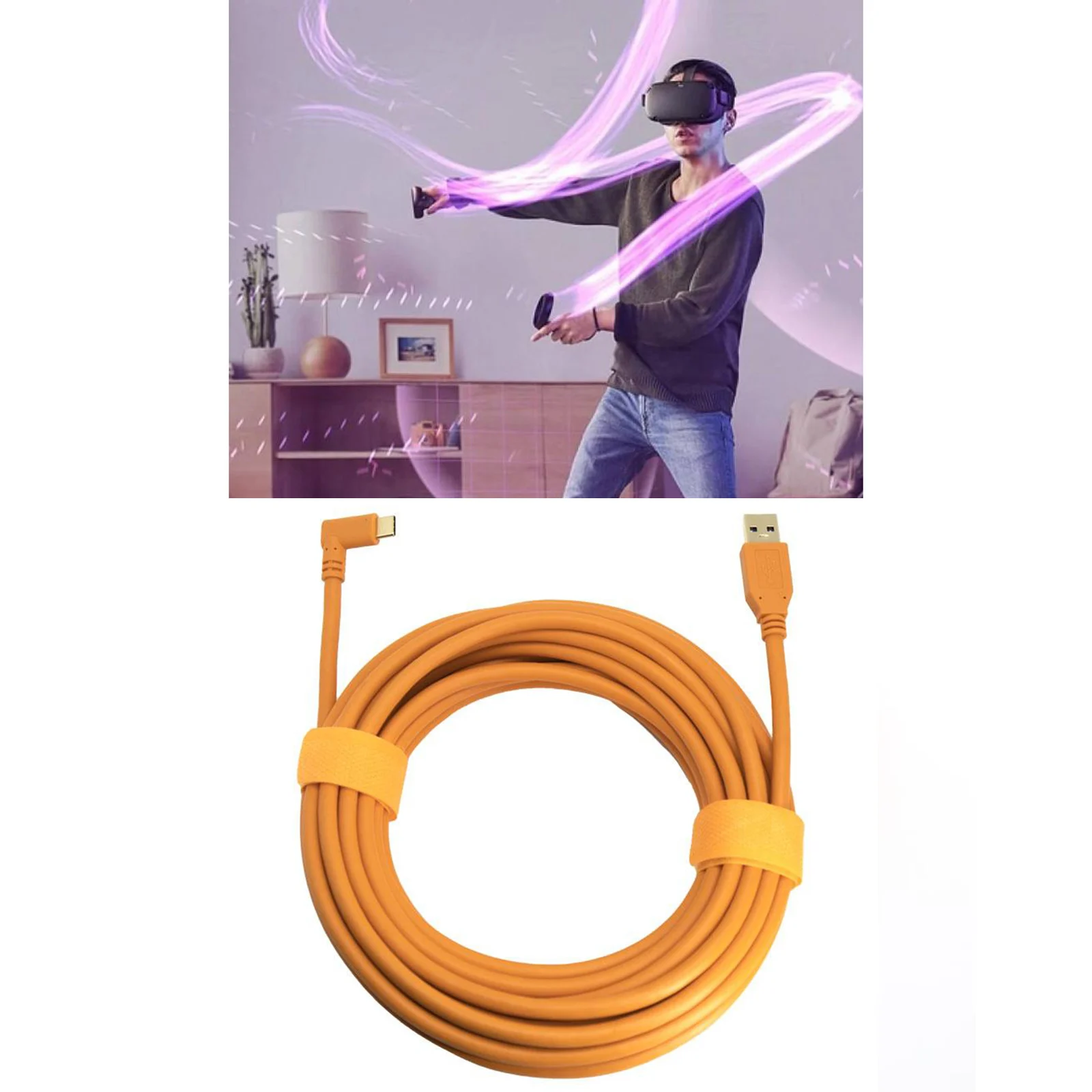 

USB 3.1 Type-C 90 Angle VR Headset Data Transfer for Quest 2 Gaming