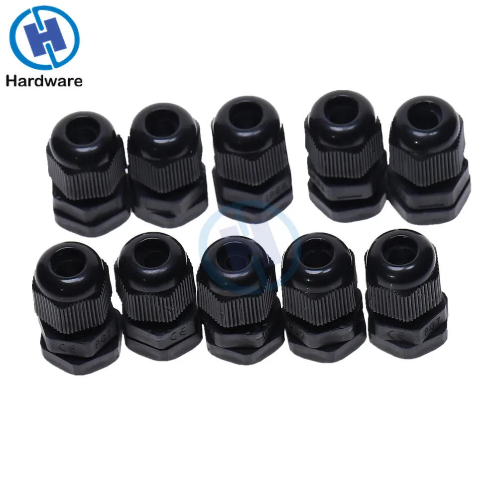 10 шт. PG7 черная кабельная желоба Водонепроницаемая пластиковая нейлоновая втулка