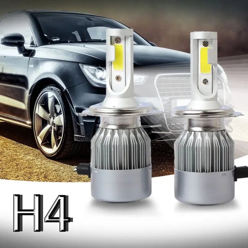 

Новый комплект светодиодных ламп головного света для автомобиля C6, 2 шт., COB H4 36 Вт, 7600 лм, белые лампы