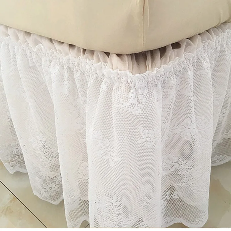 Rufflled юбка для кровати с цветочным декором свадьбы кружевная эластичное