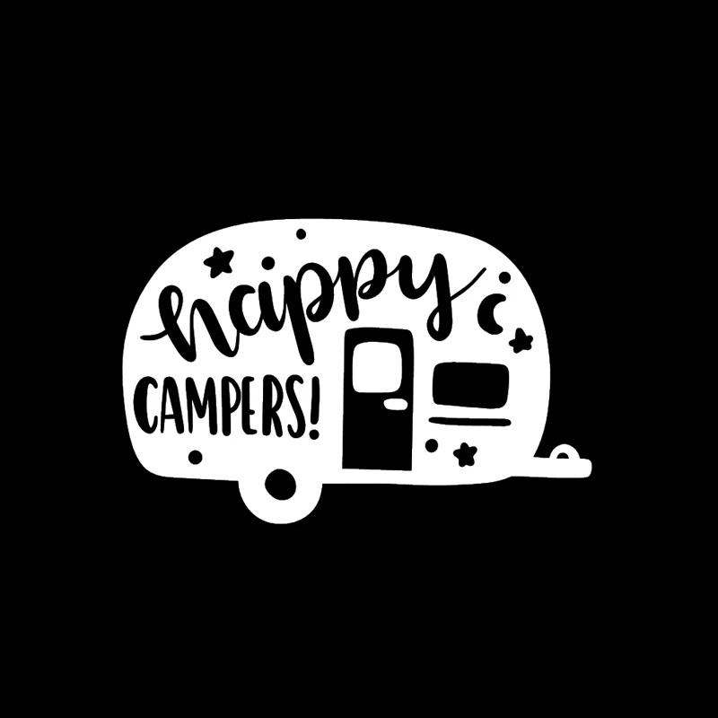 

Dawasaru Cartoon Art Happy Campers Vinyl Decal Car Sticker Black/Silver Car-styling,15cm*10cm