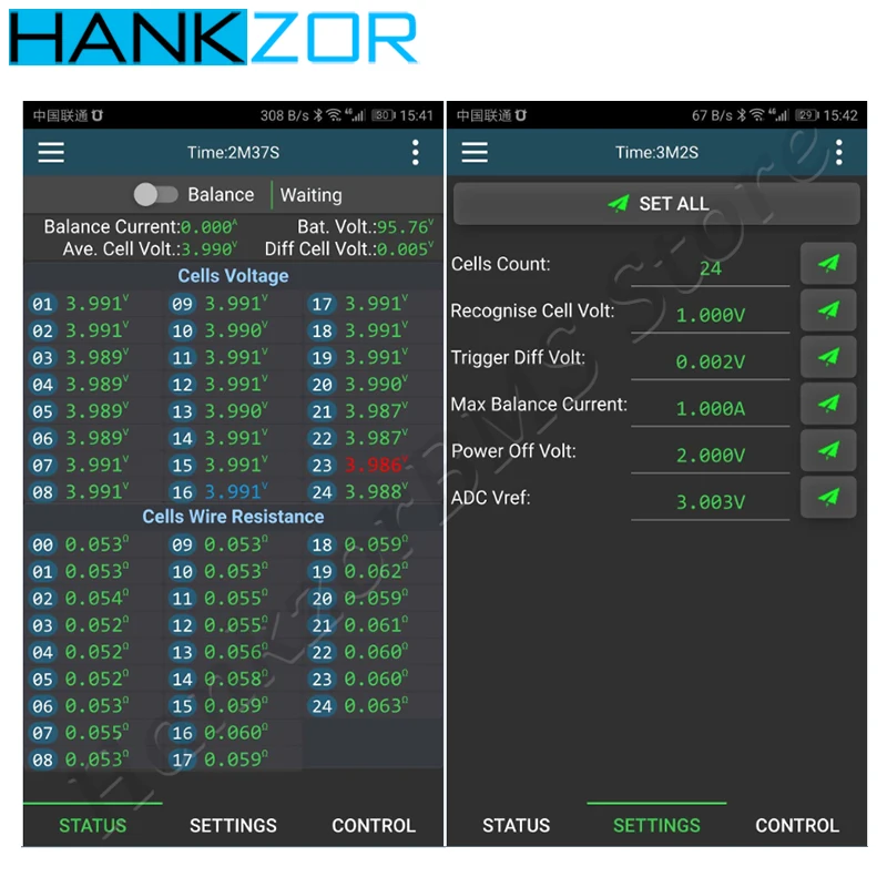 Hankzor балансировки 1A баланс литиевая Батарея Active эквалайзер Bluetooth 2S ~ 24S Bms литий