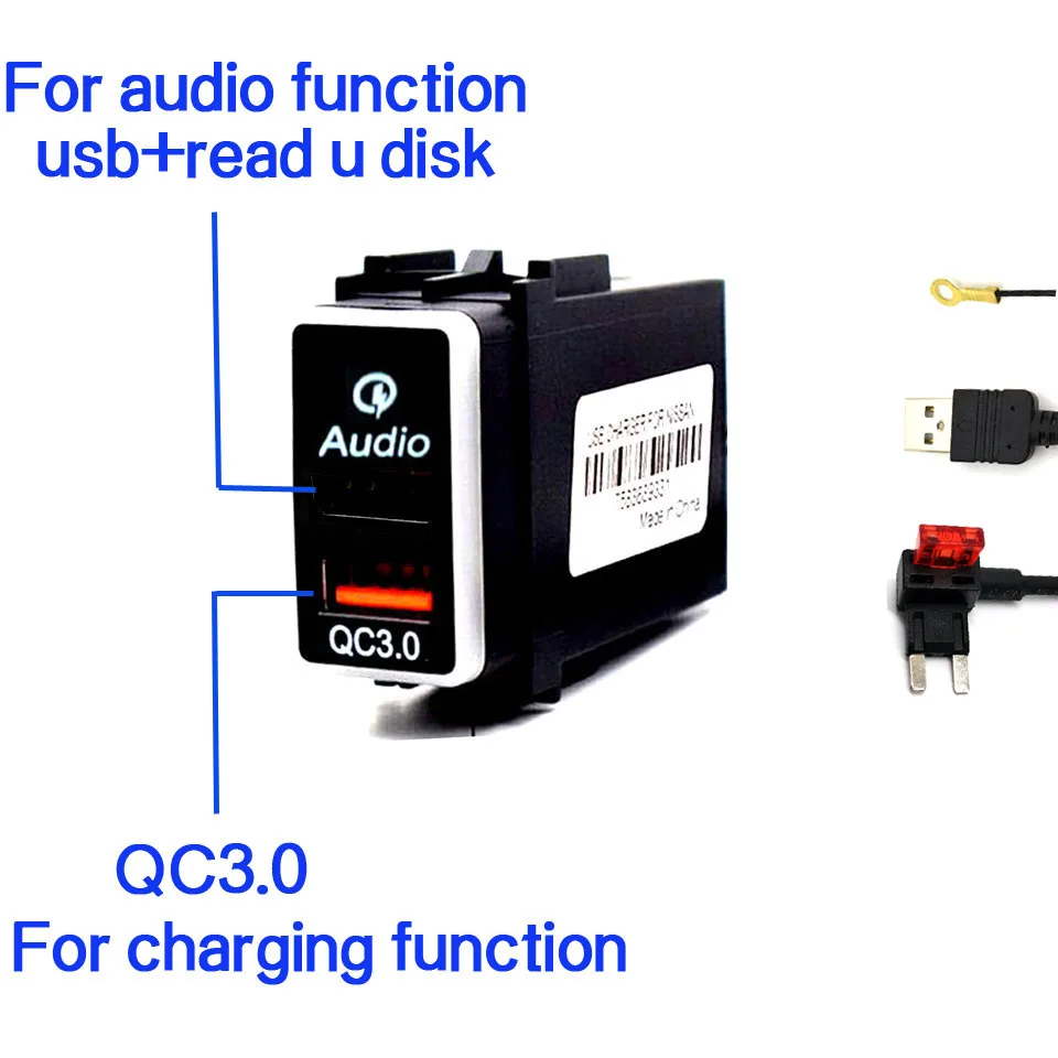 Автомобильное зарядное устройство с двойным USB портом 12 В QC3.0 светодиодный