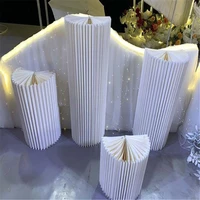 4pcs paper folding cylinder pedestal display rack art pillars holder for diy wedding holiday dessert cake table stand columns