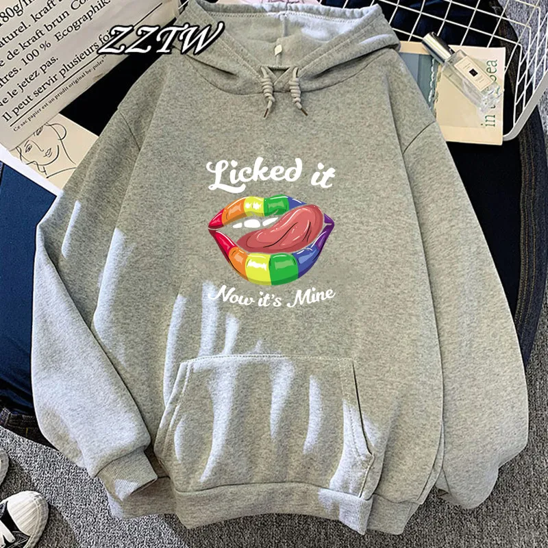 

New Autumn female Tops Hoodie Mouth Lip Kiss Women Hoodie Funny Rainbow Graphic Hoodie Femme Harajuku woman Hoodie dropshipping