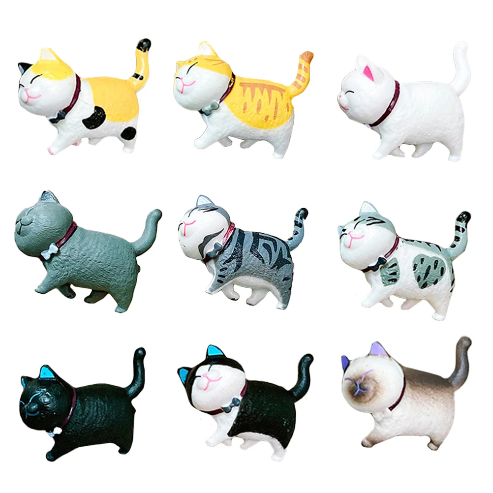 

9pcs Lovely Small Cat Shaped Fridge Magnets Kitchen Decor Fridge Cat Ornaments