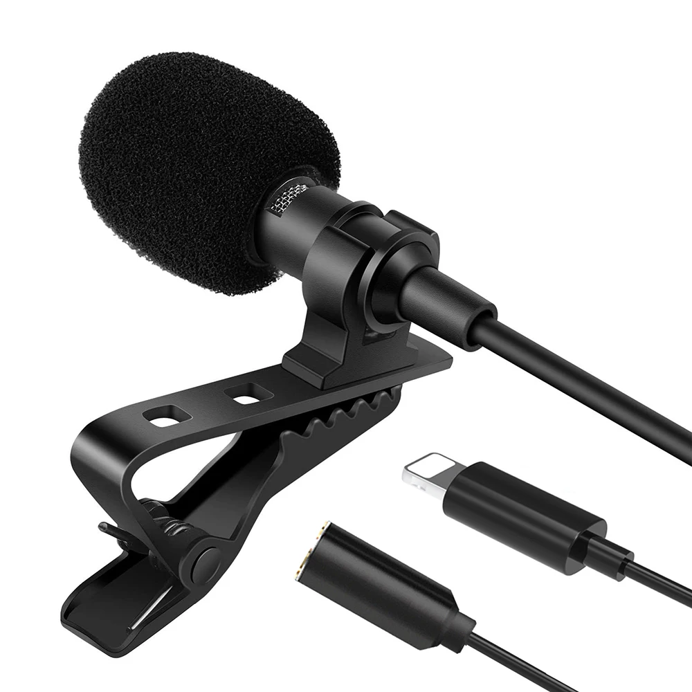 

2m Phone Audio Video Recording Lavalier Condenser Microphone for iPhone 11 X xr xs max 8 8plus 7 7plus 6plus / iPad