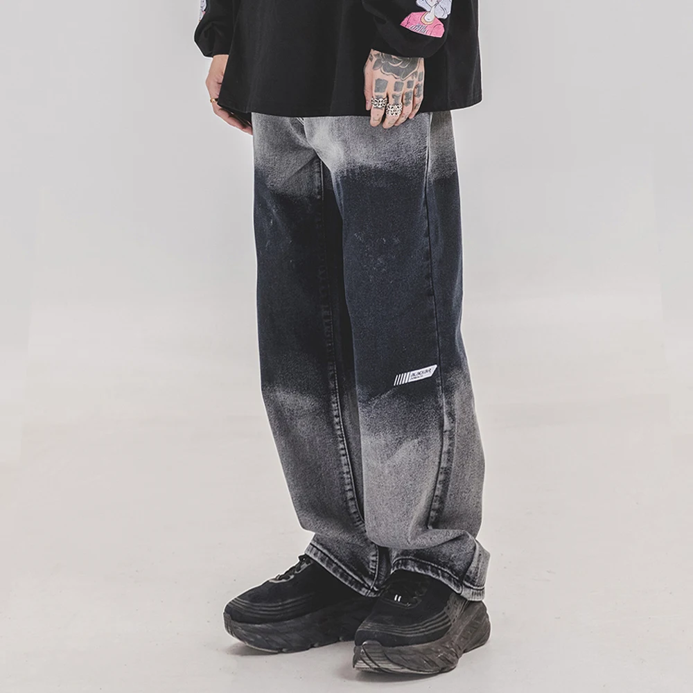 Синие брюки градиентного цвета джинсы бойфренды 2020 мужские джинсовые