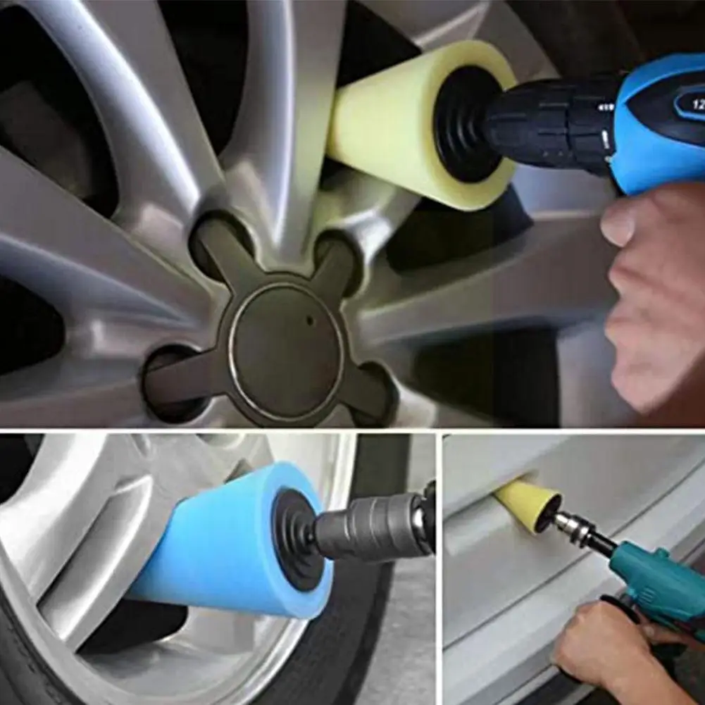 

Car Polish Burnishing Foam Sponge Waxing Headlight Polishing Pad Kit Cone Shaped Buffing Pads For Car Polisher Wheel Hub L1Z0