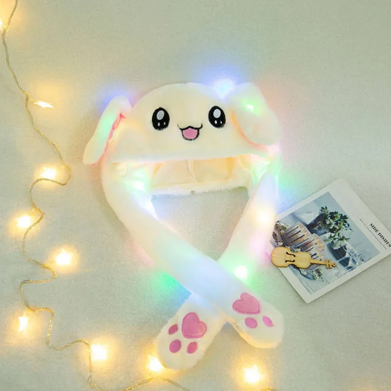 

Children Animals Ear Shinny Moving Jumping Hat Girls Warm Plush Rabbit Winter Caps Fuzzy Pinch Airbag Funny Hats