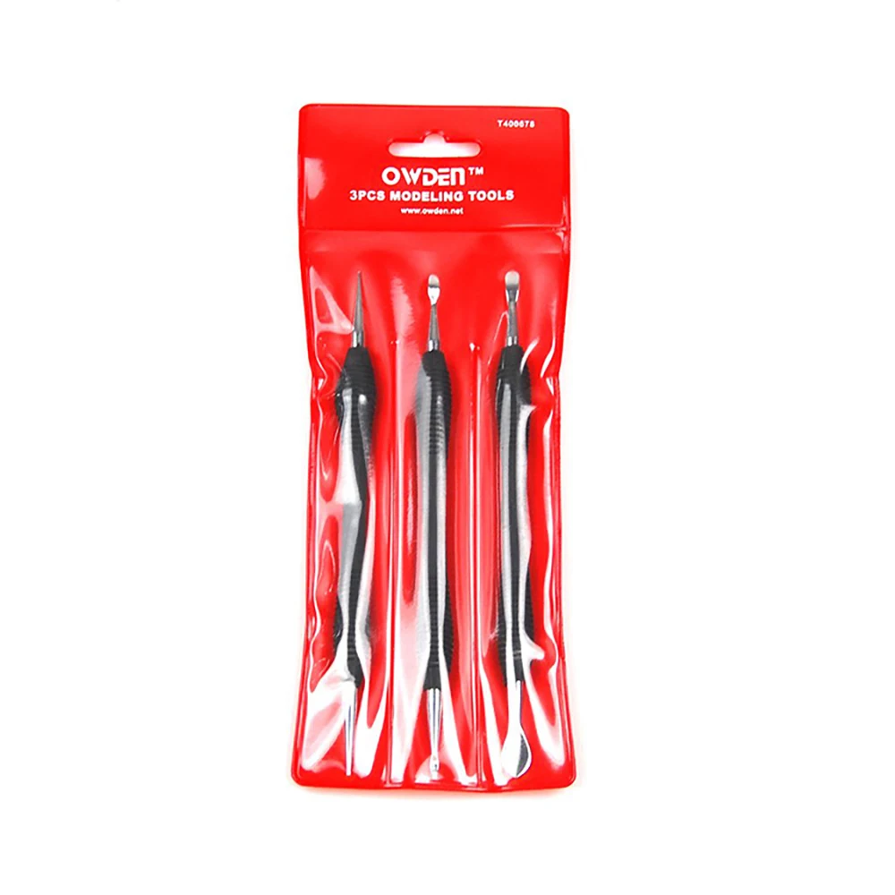 

OWDEN 3Pcs Leather Modeling Carving Tools Set leather modeling Point Stylus Spoon tool leather Embossing tool leather tool