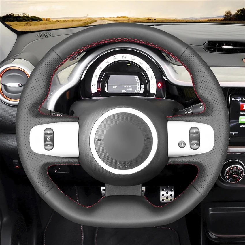 MEWANT черные чехлы на рулевое колесо из натуральной кожи для Renault Twingo 3 2014 2015 2016 2017 2018