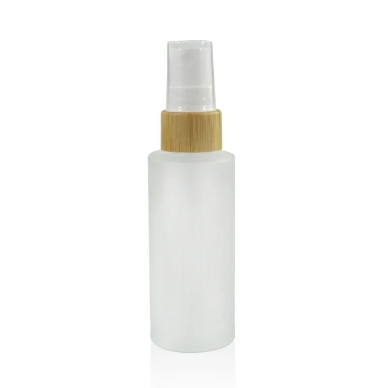 

30/50/100/120/150ml Empty Mist Spray Bottle Frosted Cosmetic Container Refillable Glass Spray Bottle with Bamboo Wood Lids