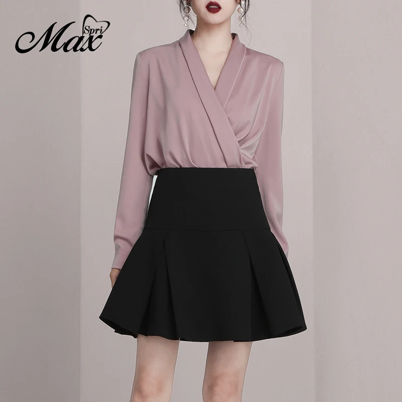 Женский офисный костюм из 2 предметов Max Spri модный топ с v образным вырезом и