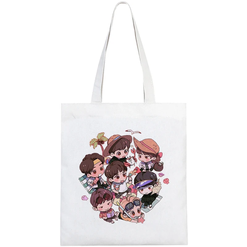 

Bangtan Boys shopping bag shopper reusable jute bag grocery bolsas de tela bolso bag reciclaje sacola grab