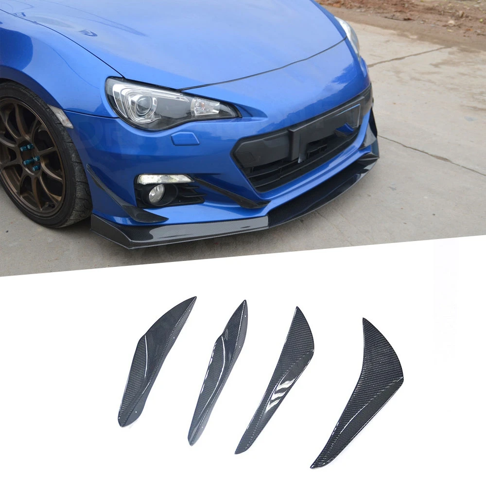 Harga 4 Buah Serat Karbon Mobil Depan Bumper Splitter Canard Pisau Udara Dikelilingi Untuk Toyota GT86 Untuk Subaru BRZ 2014-2016 J Style FRP