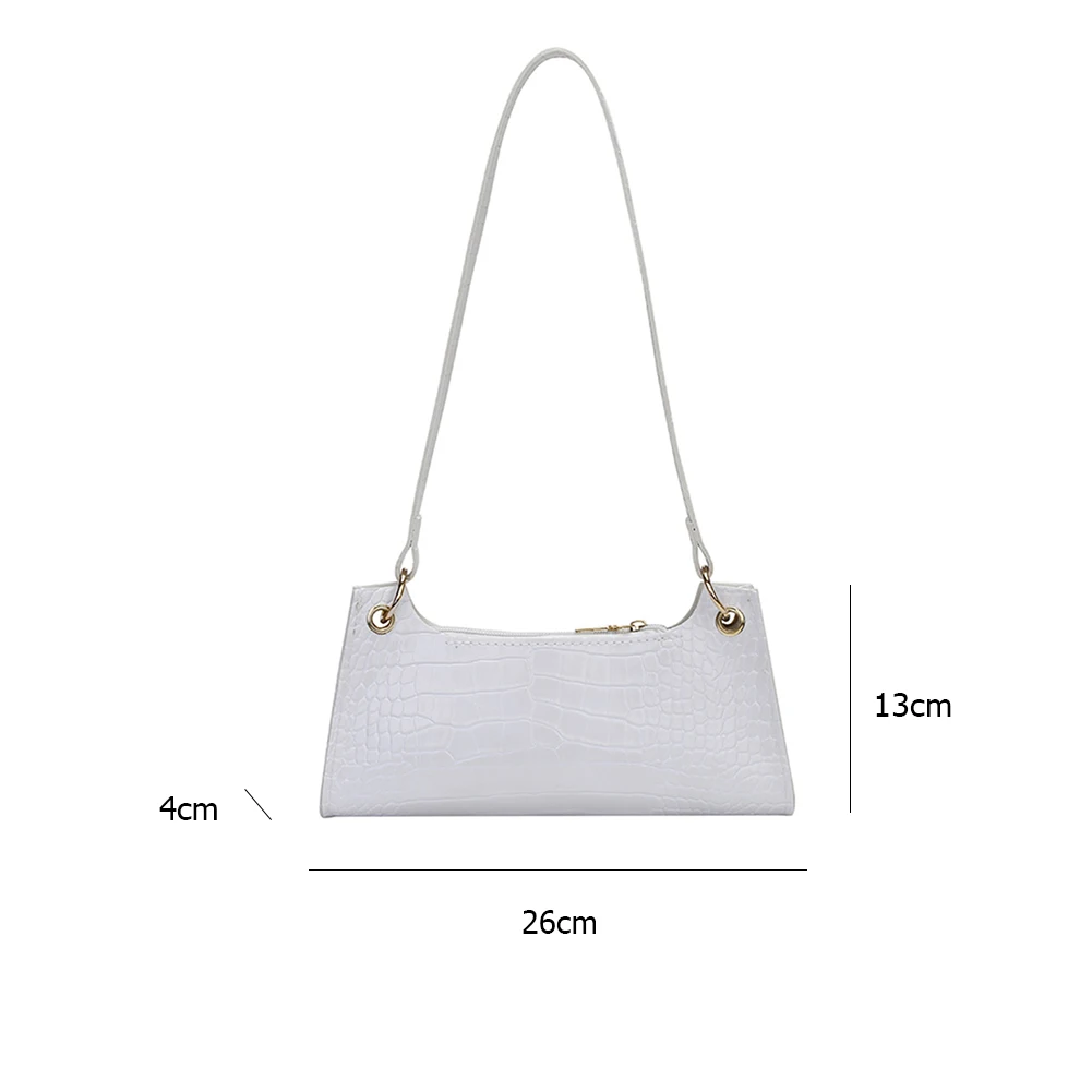 

Retro Fashion Alligator PU Leather Handbag Totes Portable For Women Solid Color Casual Ladies Underarm Shoulder Bags