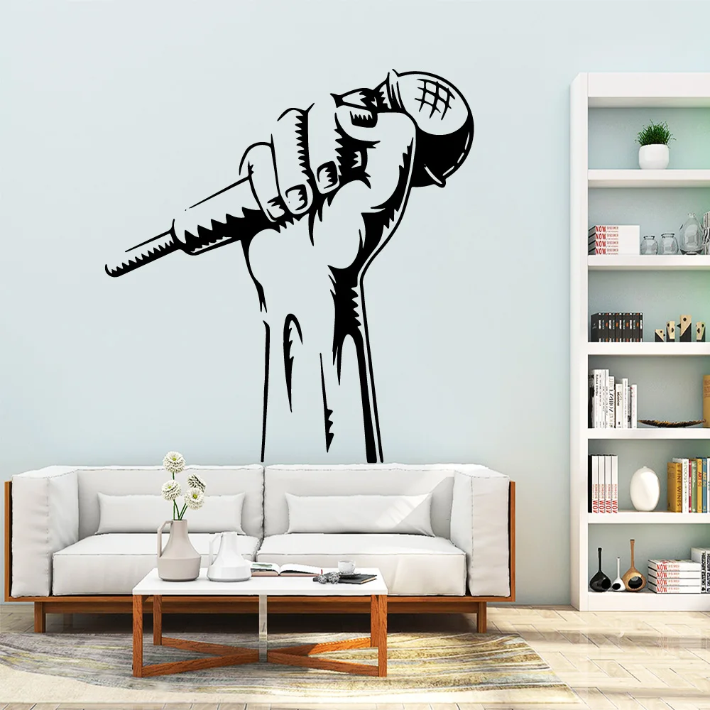 

Carved Microphone Music Removable Pvc Wall Stickers Decor Living Room Bedroom Removable Mural Poster