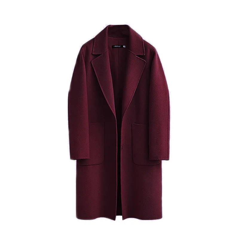 

Autumn and Winter Double-Sided Woolen Trench Coat Fashion Women's Slim Cardigan Lapel Loose Long and Velvet Warm Boutique Coat