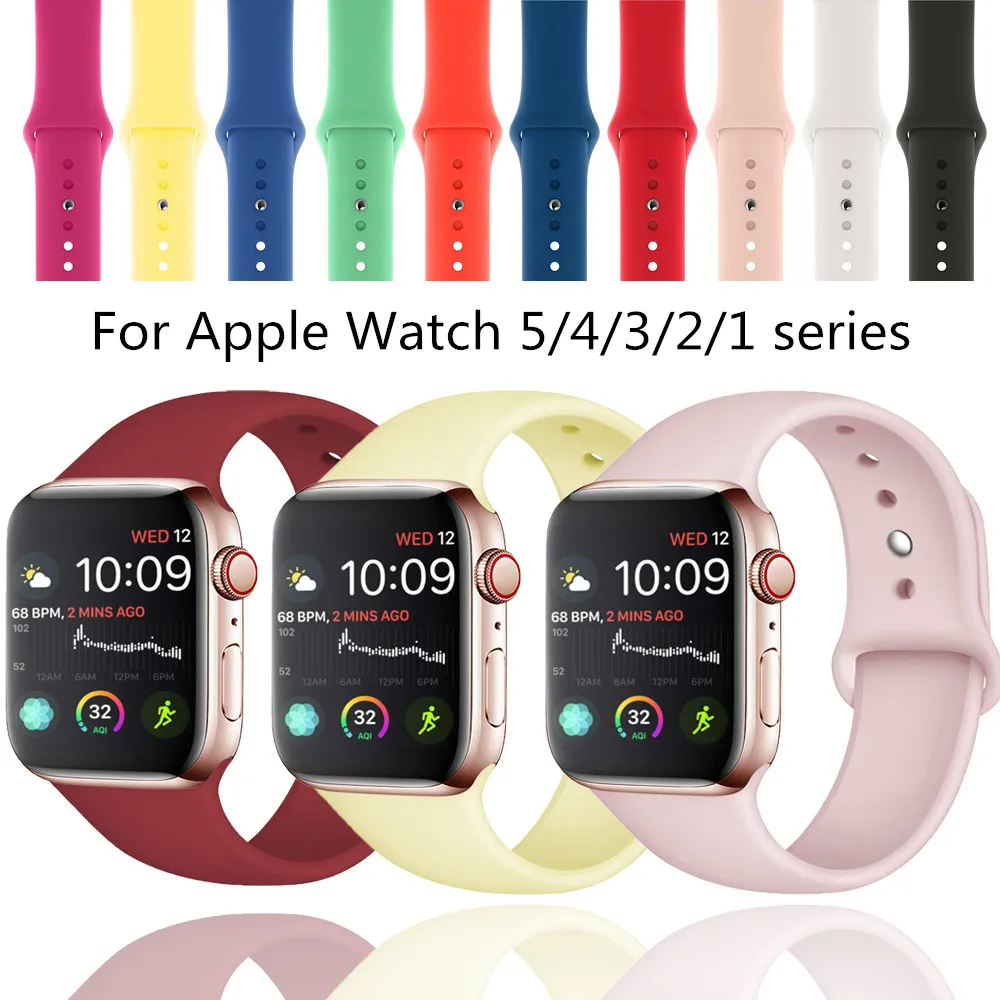 Ремешок для часов силиконовый Apple Watch 1/2/3/4/5 44/40/42/38 мм | Наручные часы