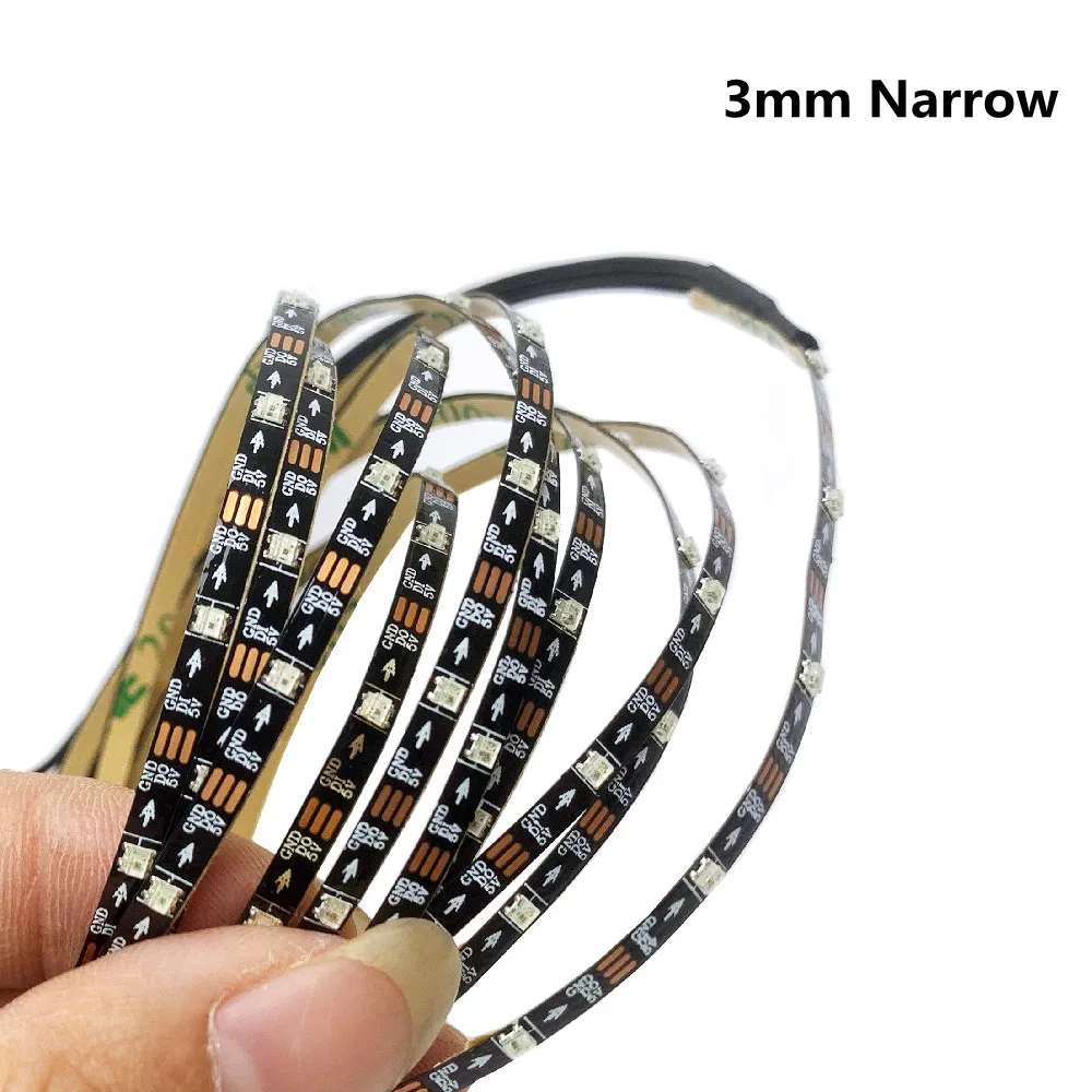 

DC 5V Narrow 3mm WS2812B Led Strip Light 60leds/m WS2812 2020 RGB Individually Addressable Pixel Stripe 0.5M 1M 2M IP20