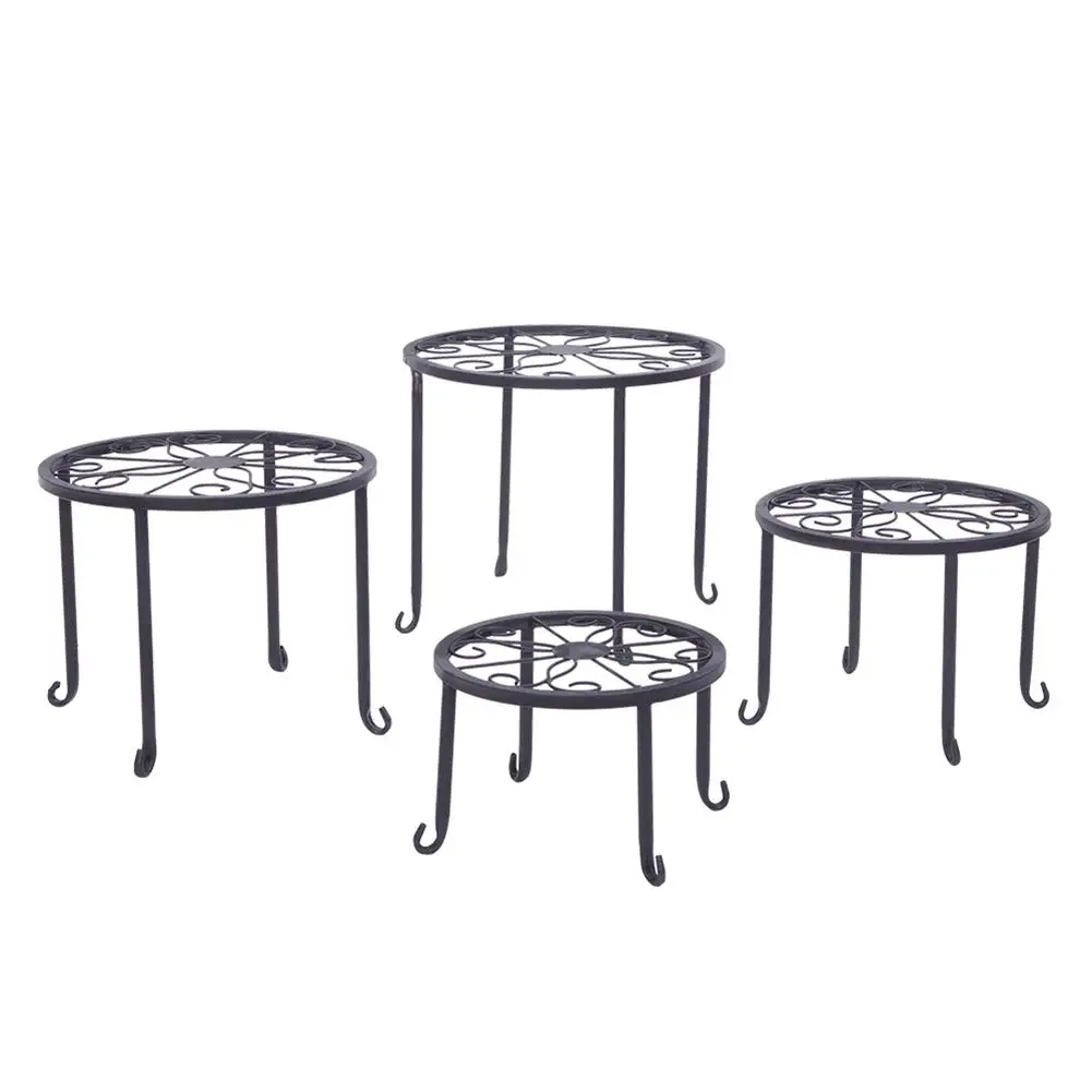 

4pcs Metal Outdoor Indoor Pot Plant Stand Garden Decor Flower Rack Wrought