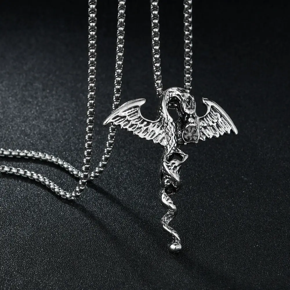 Креативное винтажное ожерелье с подвеской в виде летающего дракона длинная