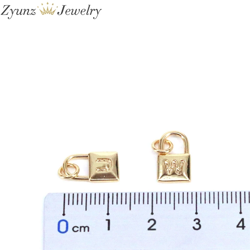 

26PCS, Padlock Necklace Pendant Engraved English Initial Letter Lock Pendant Charms Minimalist Padlock Jewelry Findings