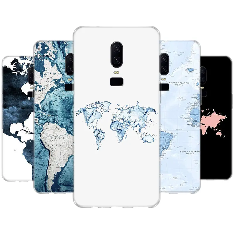 

World Map Travel Girl Case For OnePLus One Plus 1+ 9R 9 8T Nord 8 lite 7T 7 Pro 6T 6 5T 5 Transparent Silicone Cover Coque
