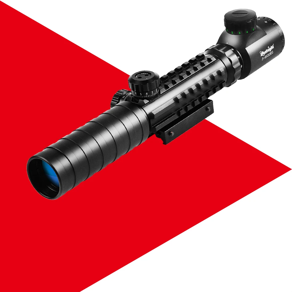3-9x32EG тактический прицел красный и зеленый точка с подсветкой сетка оптический прицел страйкбол охотничьи прицелы с бесплатной крышкой объектива