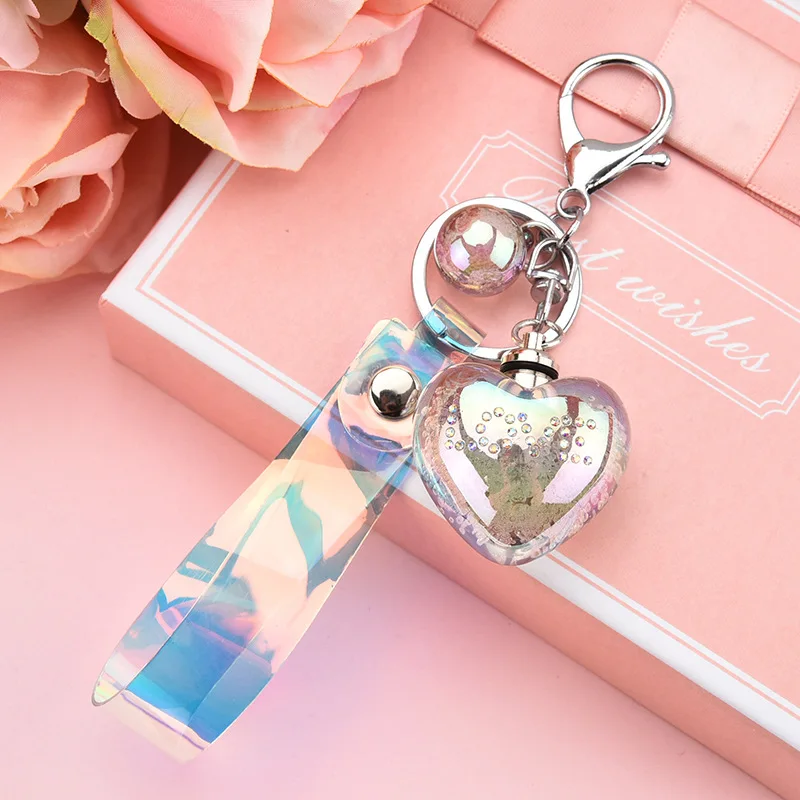 

Fashion Love Glowing Key Chain Car Key Holder for Friends Gifts Acrylic Bubble Crystal Bag Key Chain Accessories Key Rings Gift