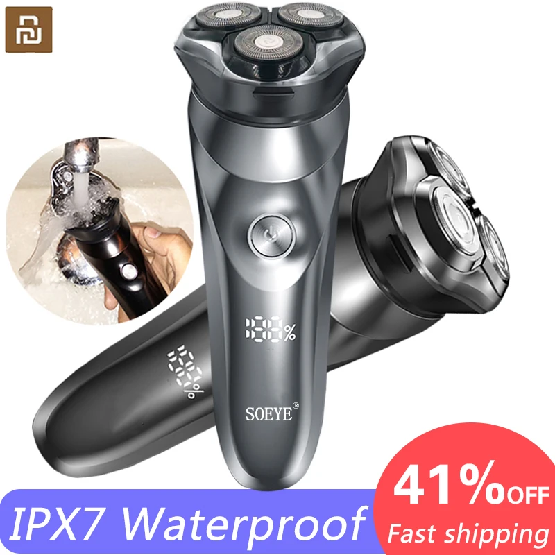 

Electric Shaver For Men IPX7 Waterproof Wet & Dry electric razor Use LCD Display Face Beard trimmer cutting for Xiaomi YOUPIN 4