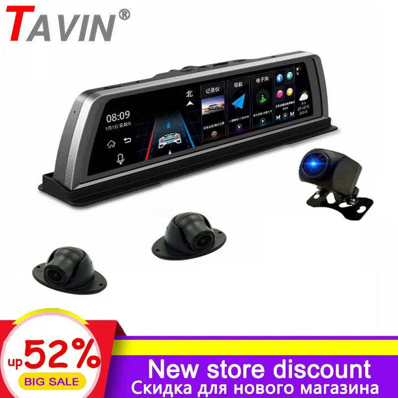 Видеорегистратор для автомобиля TAVIN 4 канала 4G 10 дюймов 8 ядер Android FHD 1080