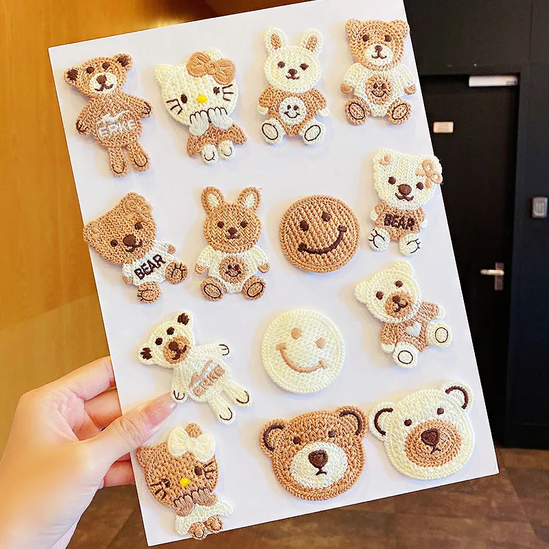 

Заколка для волос для девочек, милый вязаный детский зажим для волос с мультяшным котом, медведем, Кроликом, модные аксессуары для волос