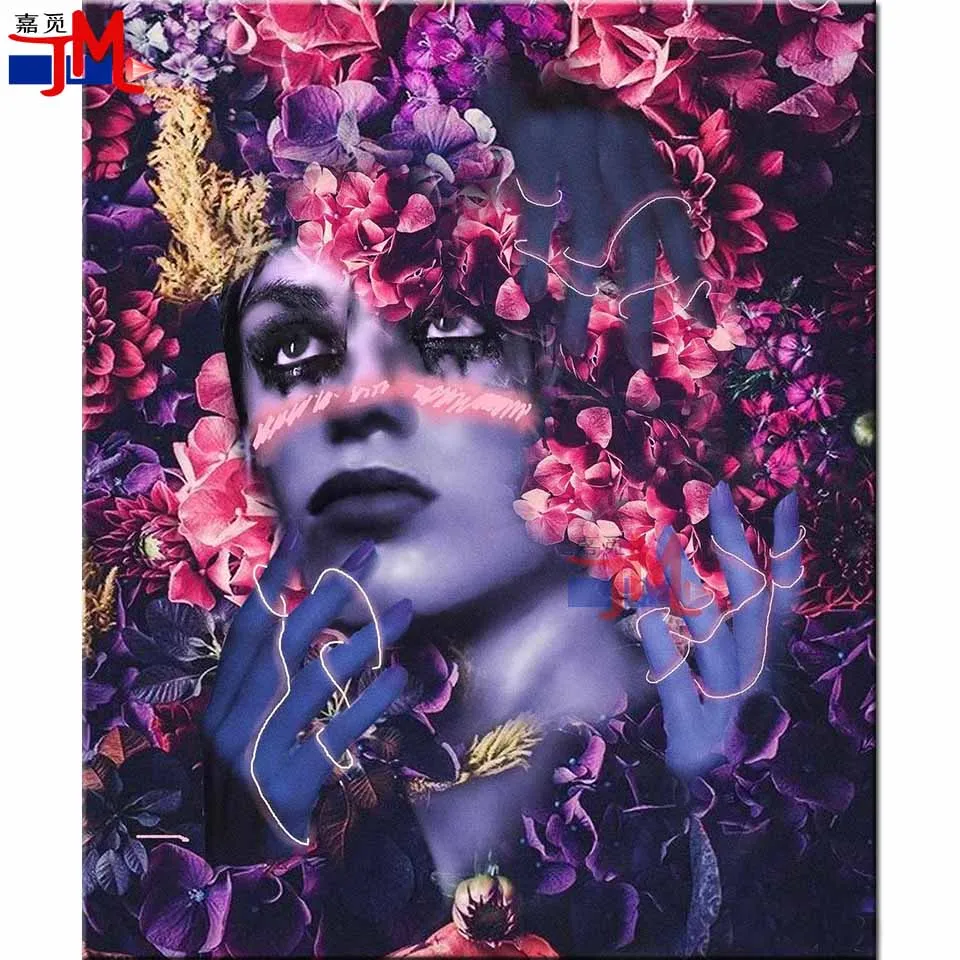 

Modern Abstract Flower Woman Diamond Painting Nordic Character Portraits Diamond Embroidery Diy Mosaic Full Square Round Drill
