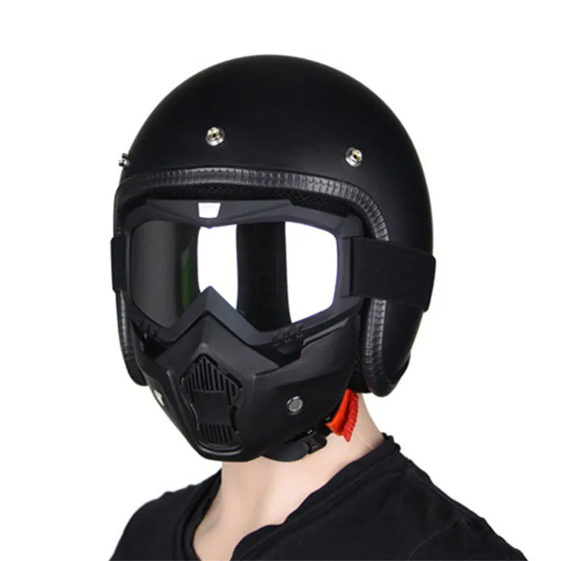 Matte Black Motorcycle Vintage Helmet Open Face Fashion Design Retro Jet Half Helmet  Casque Moto M  L XL enlarge