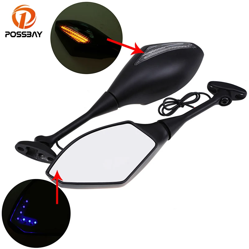 Светодиодные мотоциклетные зеркала POSSBAY сигналы поворота боковые мотоциклетное