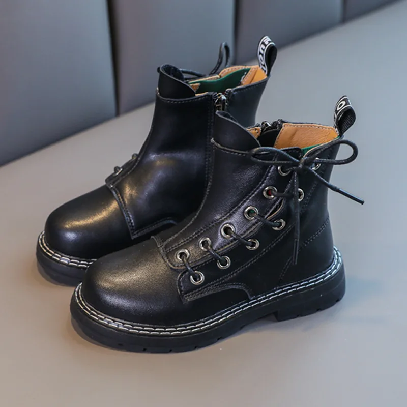 Детская обувь Martin из натуральной кожи ботинки для девочек короткие в британском