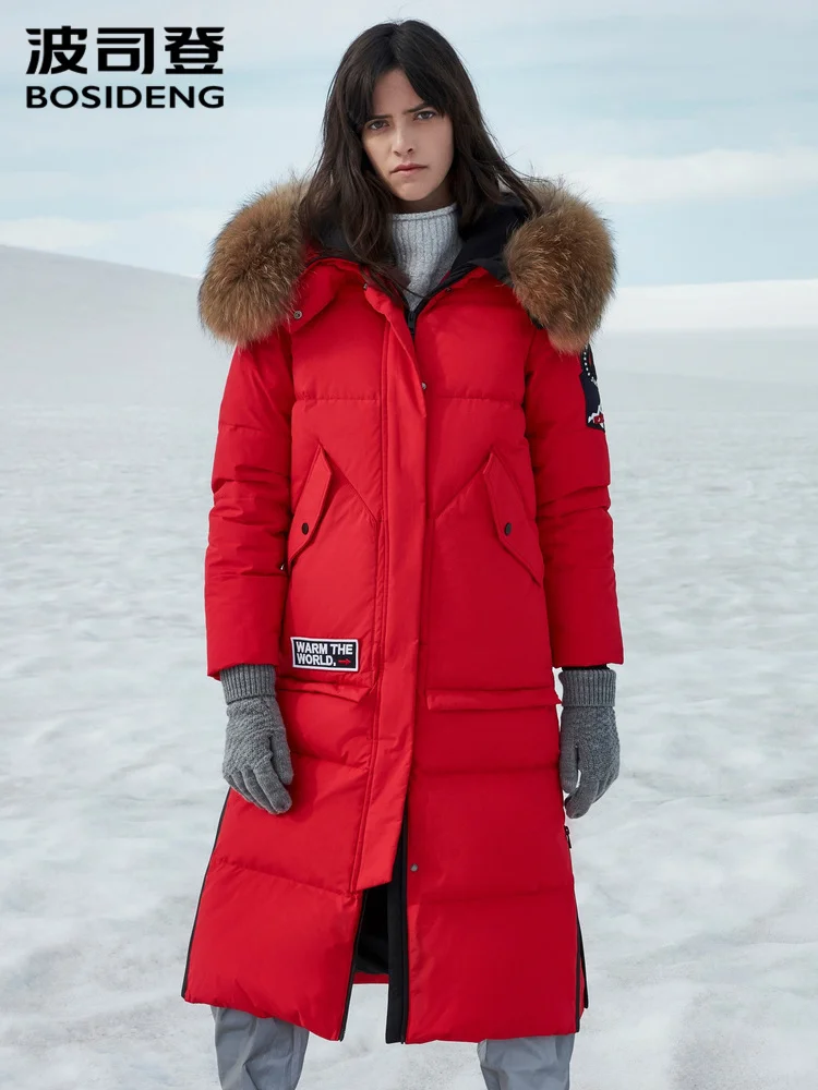 BOSIDENG Новая женская зимняя куртка с большим воротником из натурального меха