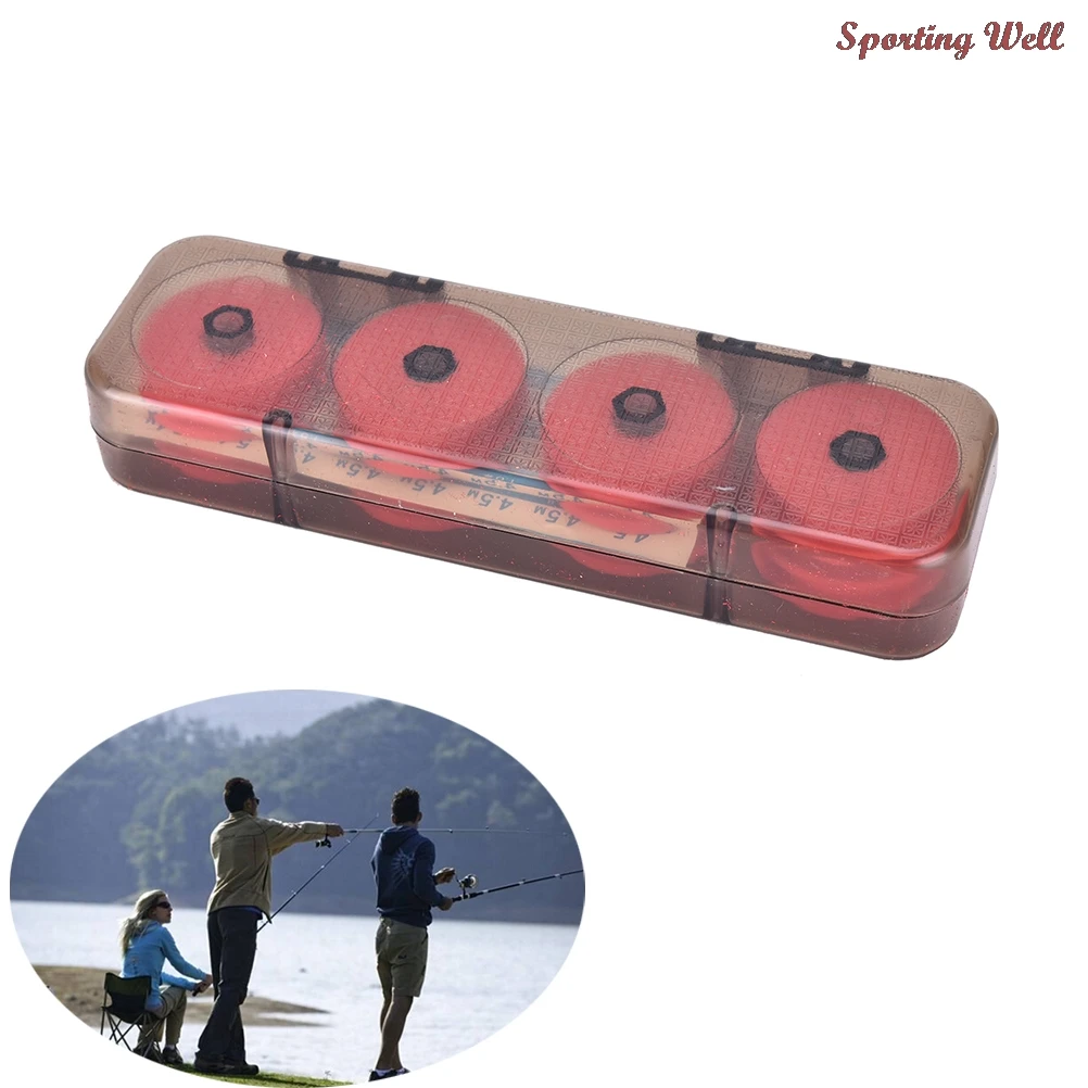 

New 8Pcs/Box Foam Winding Board Fishing Line Fishing Tackle Boxes Shaft Bobbin Spools Tackle Box RED Utility Line Box