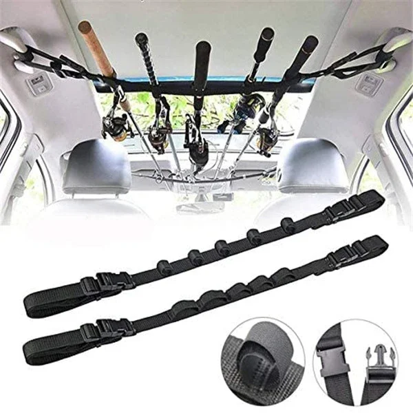 

2pcs Vehicle Fishing Rod Holder 86.6 Inches Length Adjustable Polyester Strap