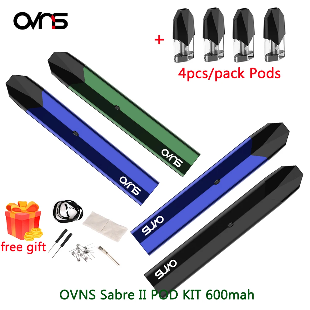 Встроенный комплект OVNS Saber II Pod 600 мА/ч System с картриджем емкостью 1 5 мл и двойной