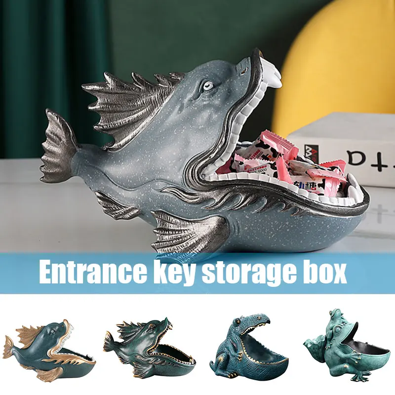 

Economical Big Mouth Storage Figurine Key Bowl Resin Candy Dish Home Decoration Dinosaur Lantern Fish Frog ds99