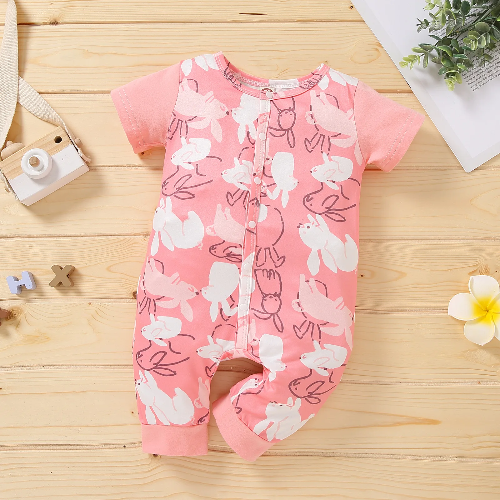 

Newborn Romper Summer Baby Girls Jumpsuit Bunny Print New Born Baby Cute Cotton Soft Rompers Baby Clothes Newborn Girl Outfit