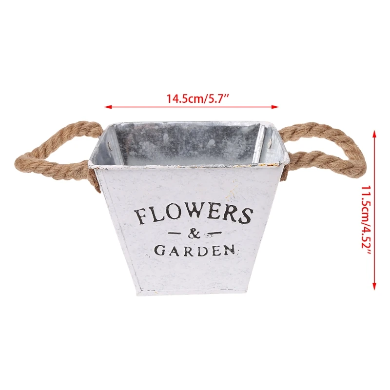 

Small Metal Buckets Planters Flower Decorative Vases With Rope Handles