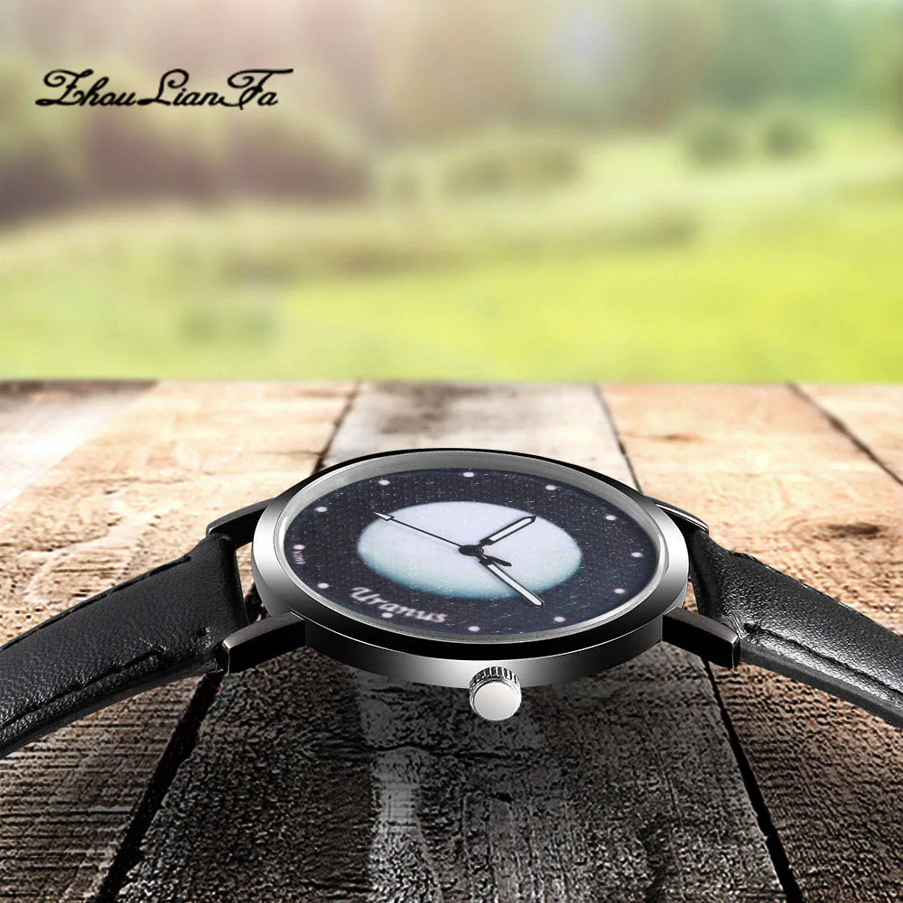 2019 Золотой код мужские часы кожаные модные кварцевые черные платья студенческие