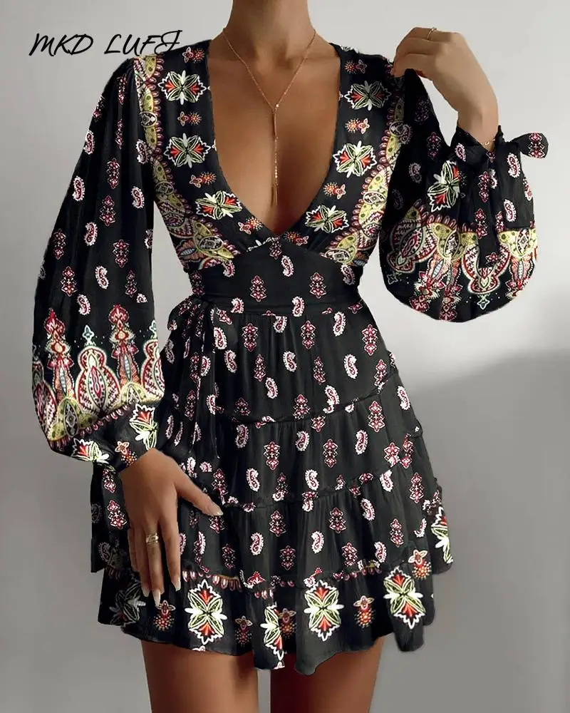 Женское платье с рукавами фонариками и рюшами|Женские платья| |