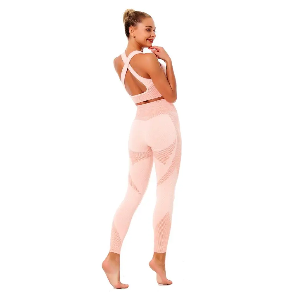 

Woman Seamless Yoga Set High Elastic Back Open Breathable RunninG Camisole High Waist Stretchy Hips Up Slim Fit Tight Activewear