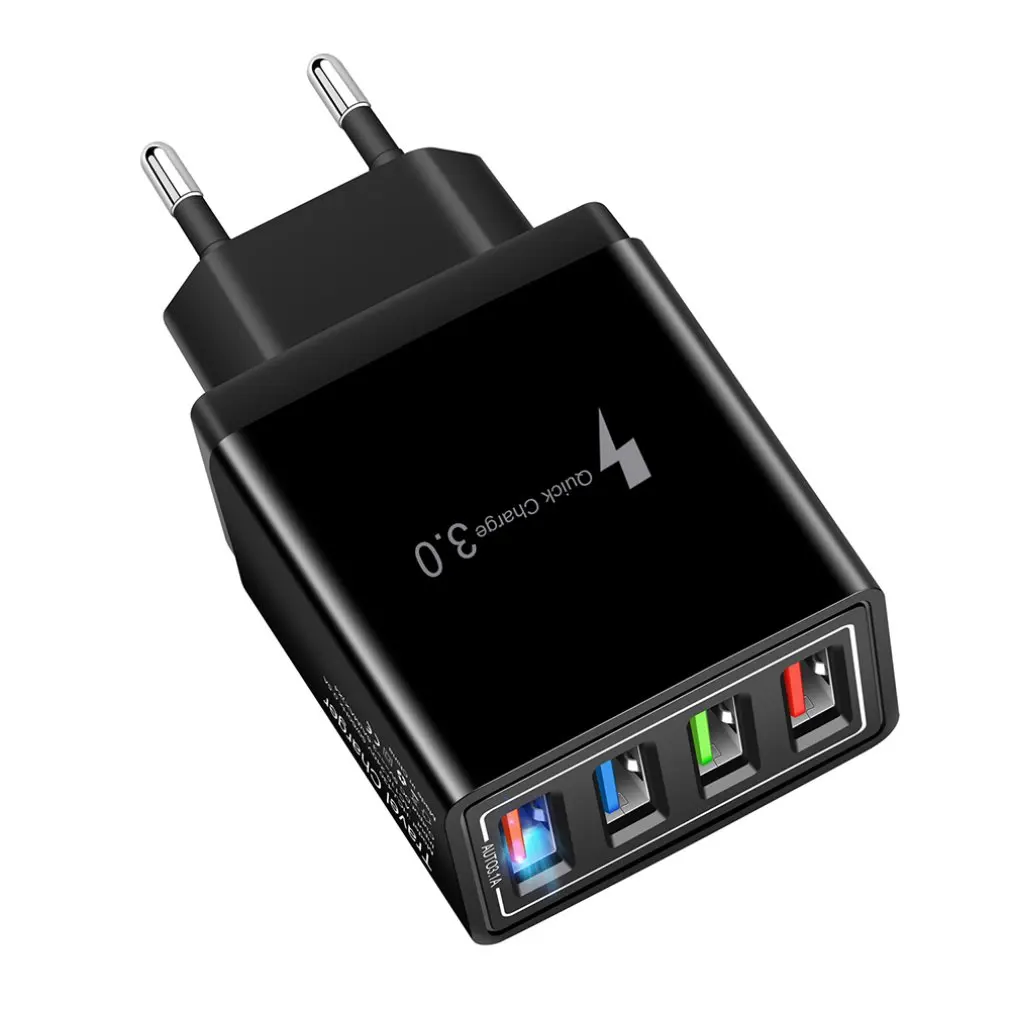 

Цветное зарядное устройство с 4 USB-портами, зарядное устройство для путешествий, индукционное зарядное устройство USB, быстрое зарядное устройство, адаптер для телефона